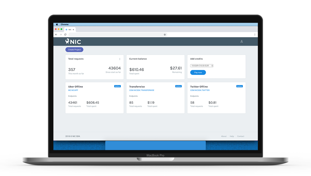 NIC dashboard to provide developers easy integrations and support